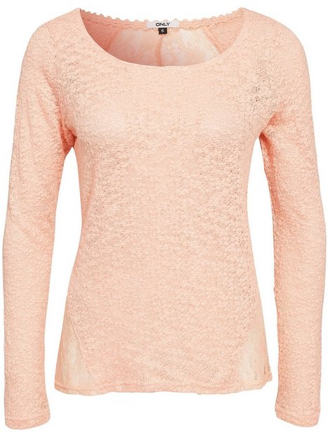 Best L/S Lace Mix Top - Only - Peach - Tops - Clothing - Women - Nelly ...