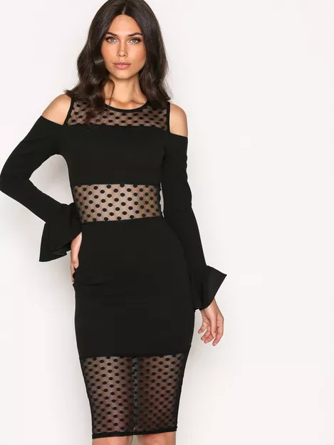 Missguided Lace Cold Shoulder Midi Dress Black, $64, Missguided