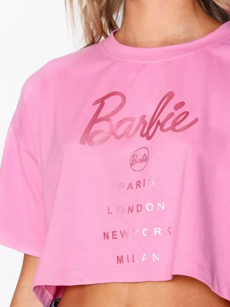 Buy Missguided Barbie City Printed Crop T-shirt - Pink