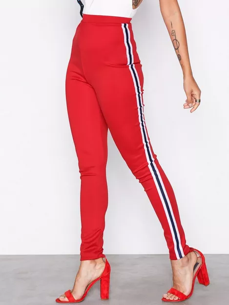 Buy Missguided Double Stripe Leggings - Red