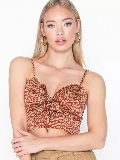 Buy Missguided Leopard Satin Cami Bralet - Red