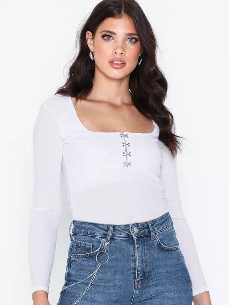 Hook and Eye Square Neck Bodysuit