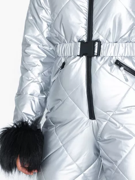 Missguided - Make everyone on the slopes jealous 🎿❄️ Shop the 'msgd ski  silver metallic padded snow suit' on site for £120/$204 missgu.id/BqXB87 ✨ # missguided