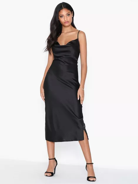 Missguided Silky Cami Dress Black, $40, Missguided