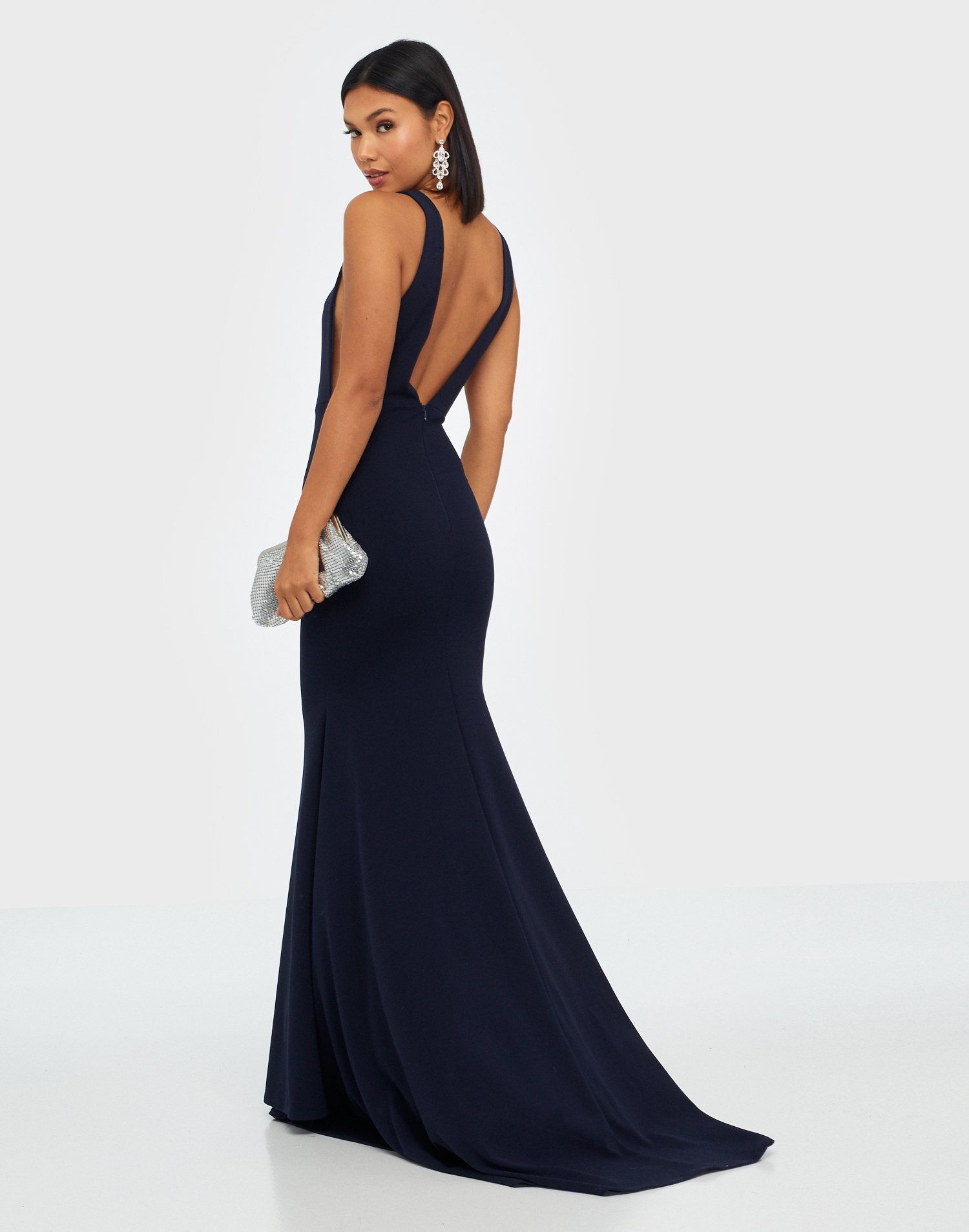 missguided navy maxi dress