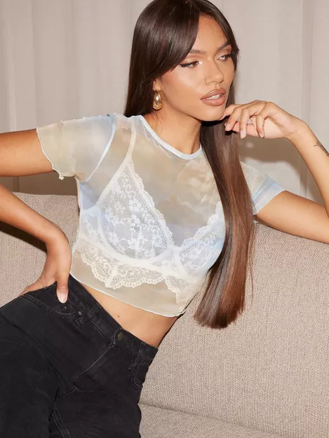 Missguided Sheer Lace Corset Bra Top