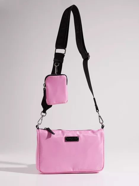 Pink nylon double purse