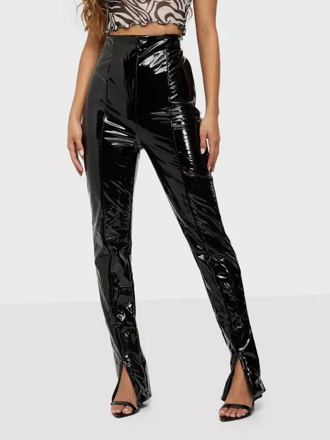 Make It to the Vinyl High-Waisted Slit Pants