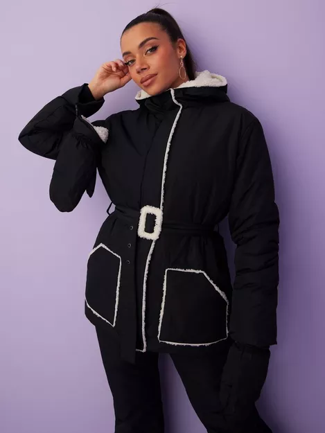 Missguided Black Msgd Sports Borg Teddy Lined Ski Puffer Jacket With  Mittens - ShopStyle