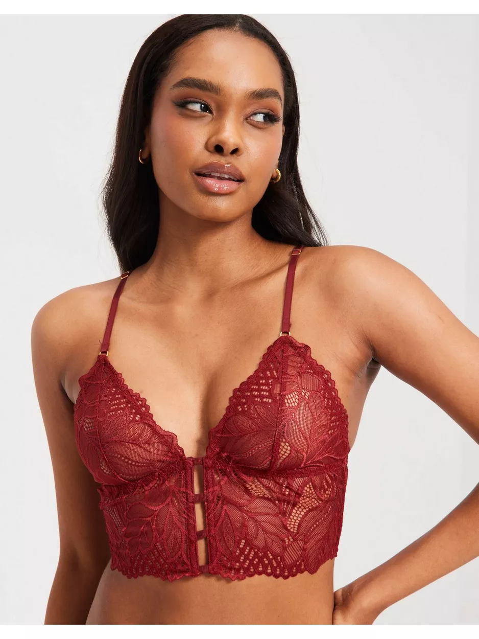 Lindex Bralette Jasmine Lace Bustier & Korsetter Dark Dusty Red