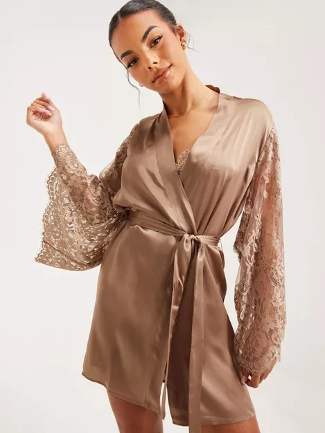 Buy Hunkemöller Kimono Silk Lace Sleeve - Silver Taupe