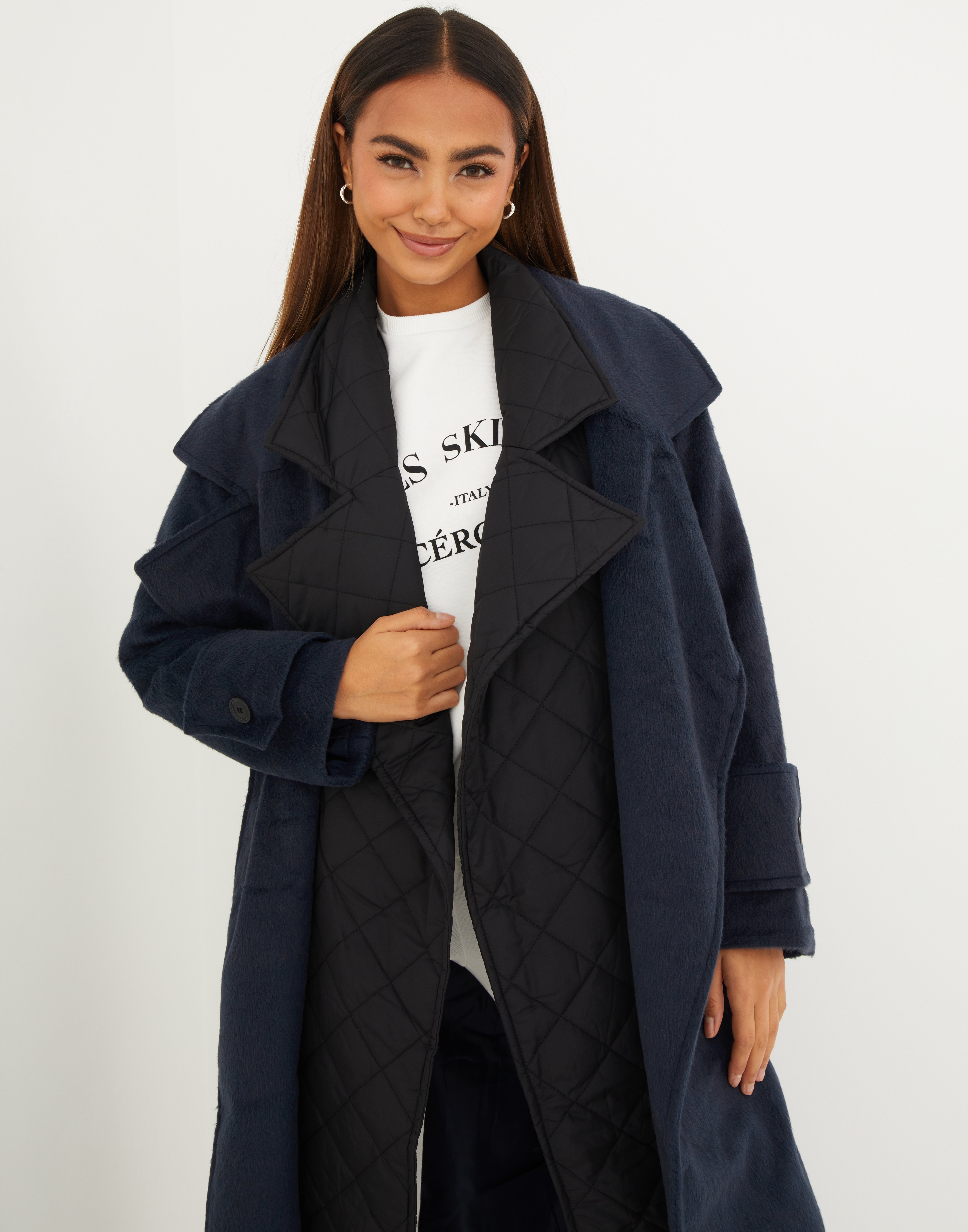 missguided navy coat