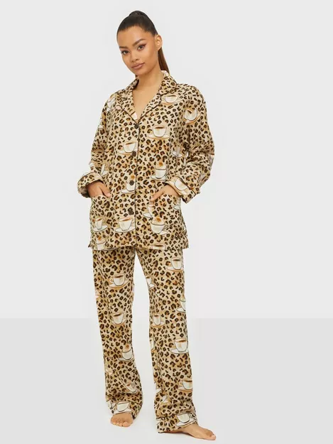 Topshop Maternity Abstract Tiger Print Satin Piped Shirt And Trouser Pyjama  Set In Green for Women