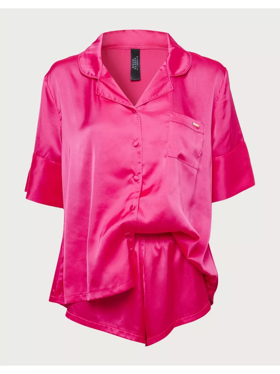 Bluebella Alma Luxury Satin Short Pyjama Set Pyjamas Fuchsia Pink
