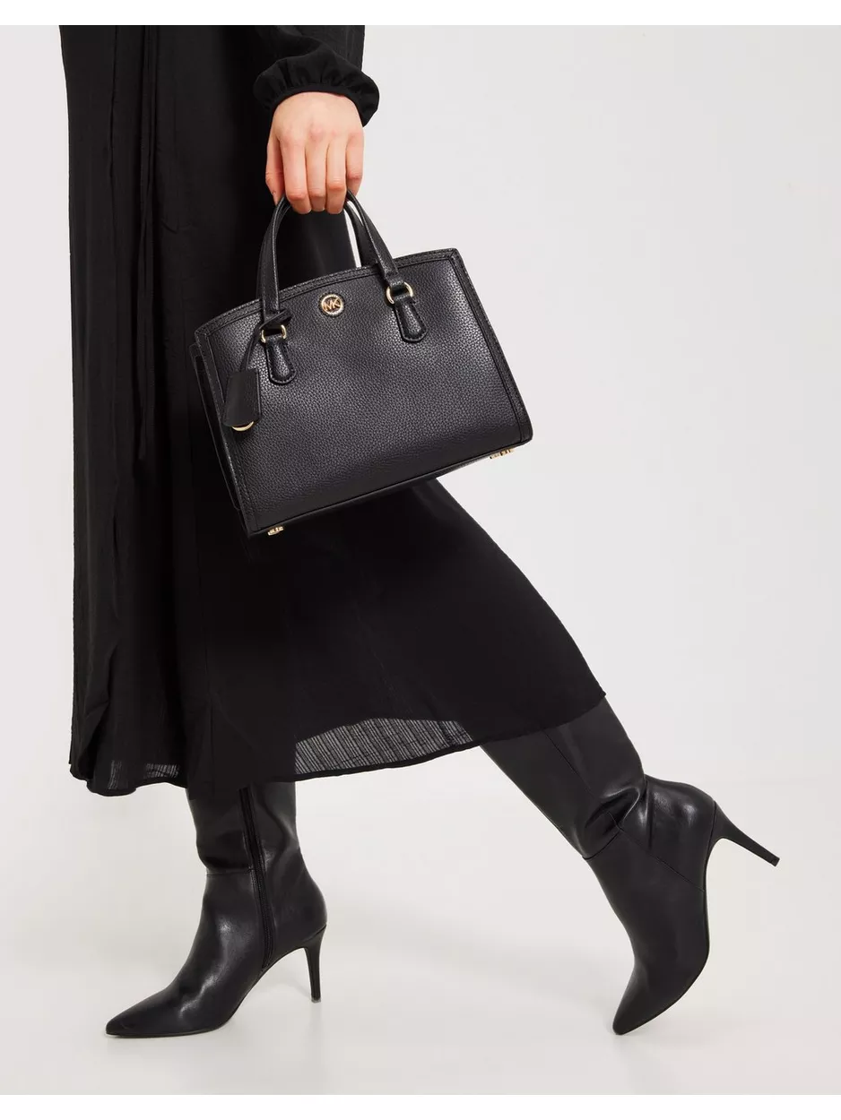 Michael Kors Chantal Small Pebbled Leather Messenger Bag Håndtasker Black