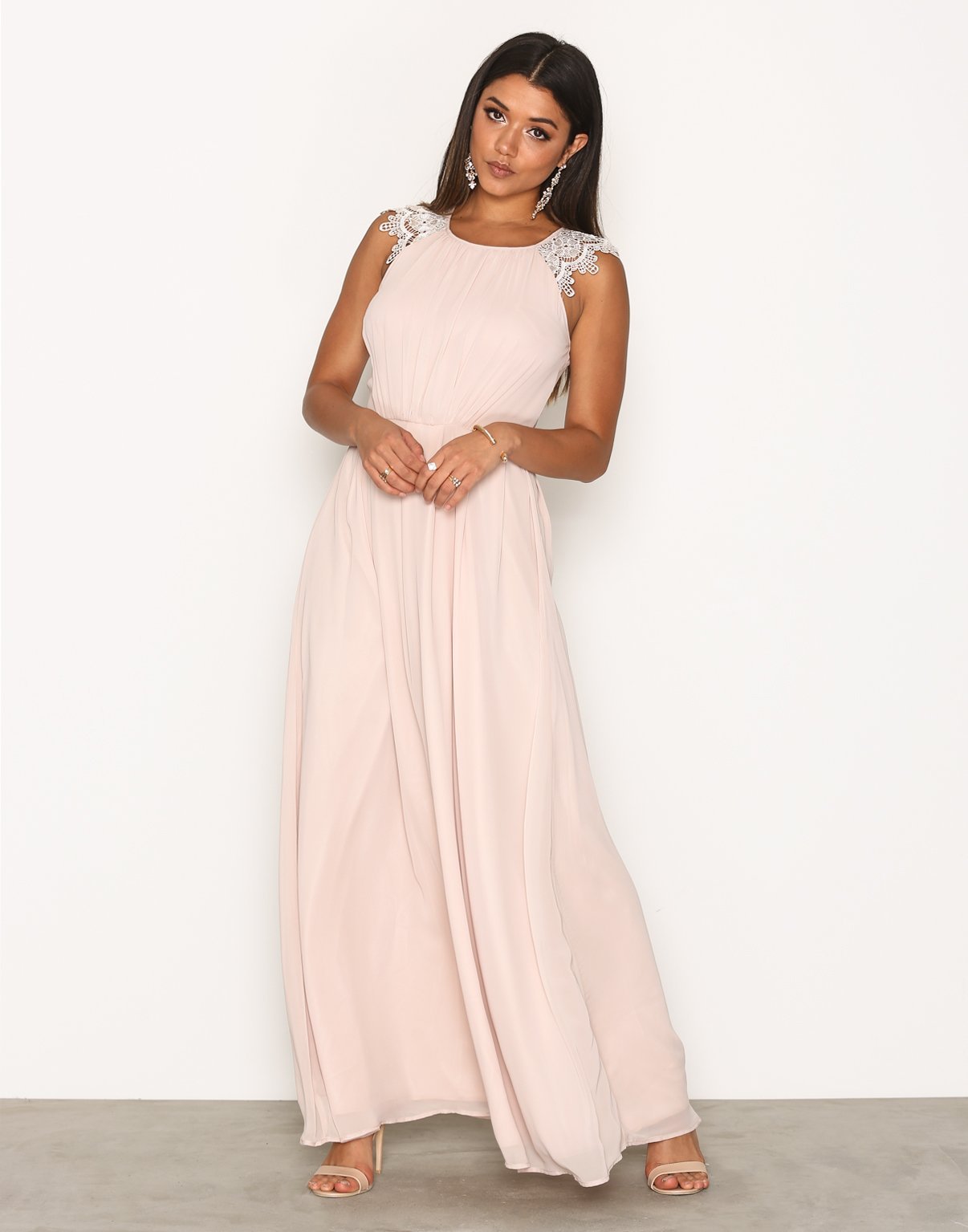 quiz pink chiffon high neck maxi dress