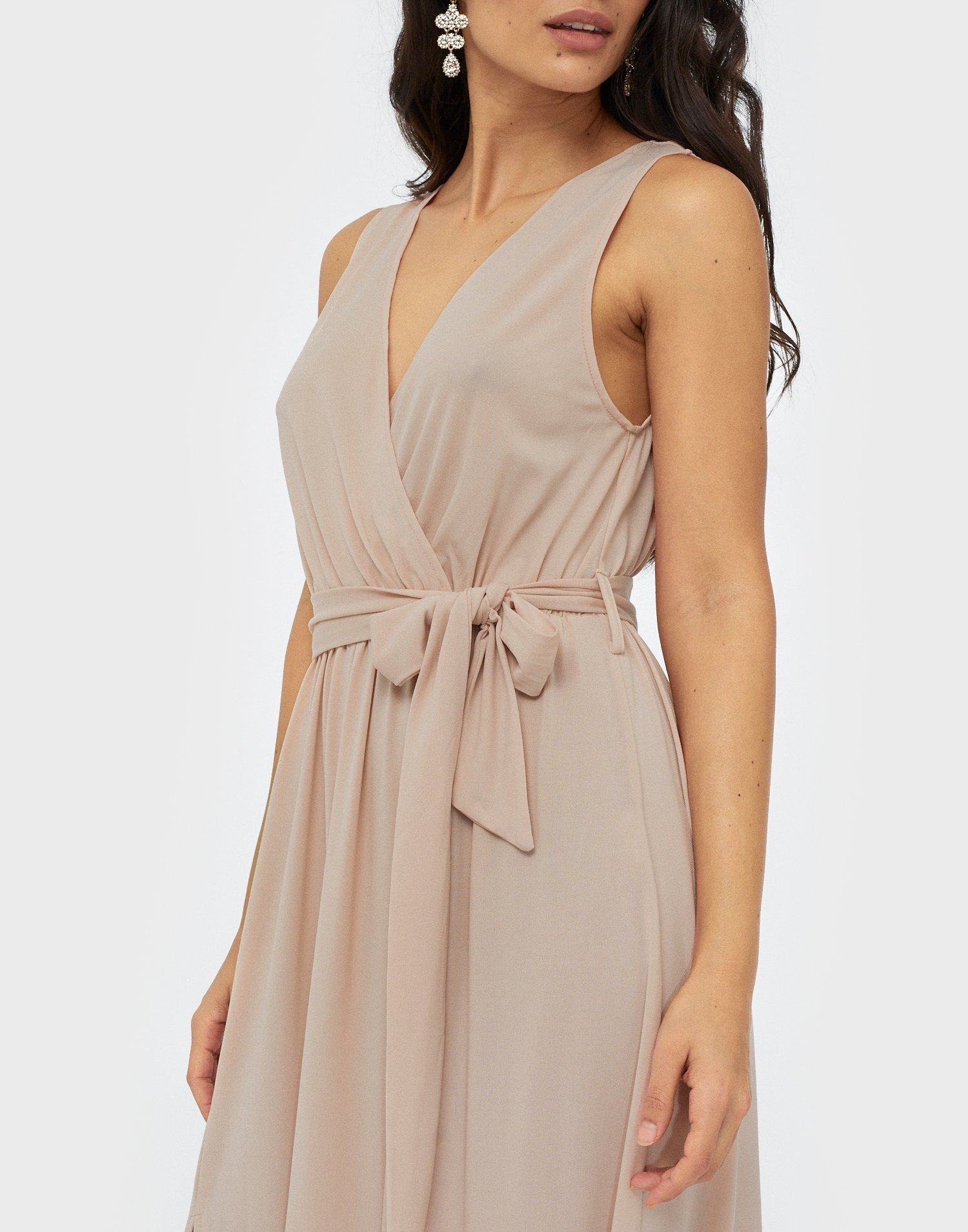 v neck side split maxi dress