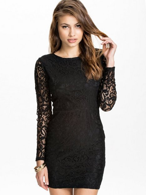 Sheer Lace Back Bodycon Dress - Club L - Black - Party Dresses ...