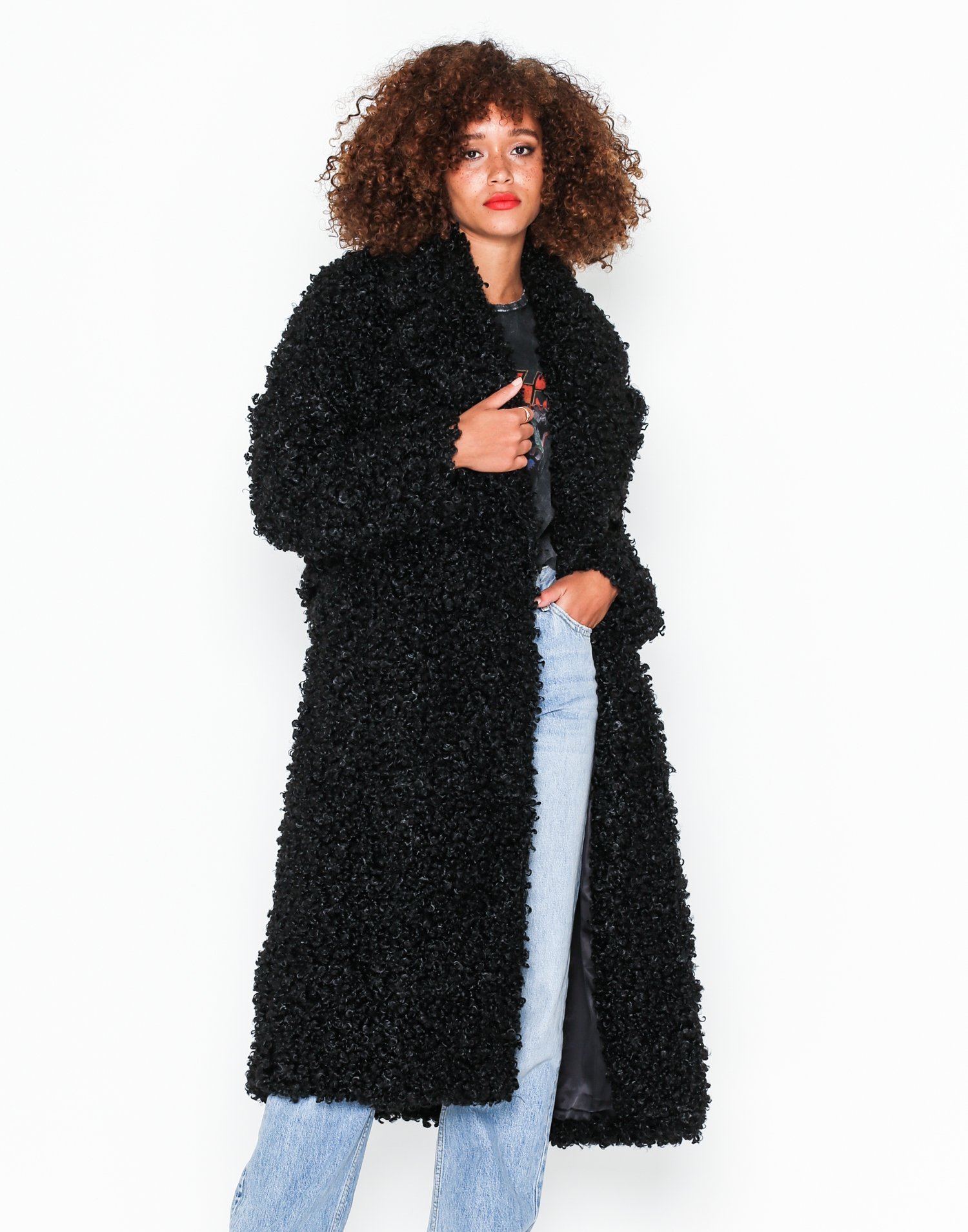 black fur coat size 22