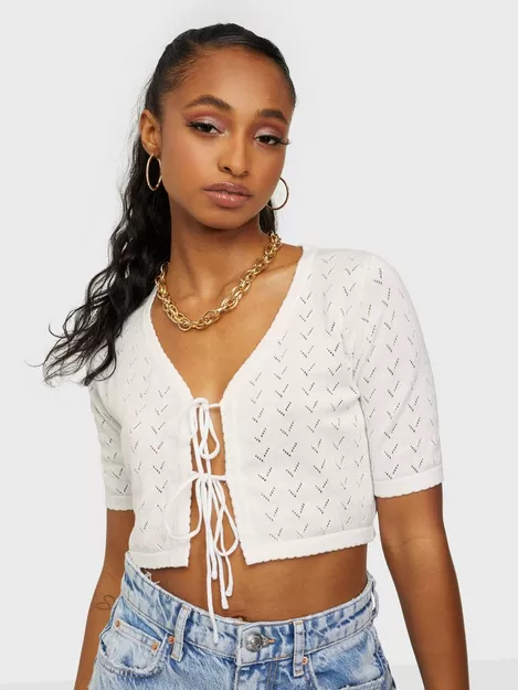 Buy Glamorous Knitted Tie Crop Top - White | Nelly.com