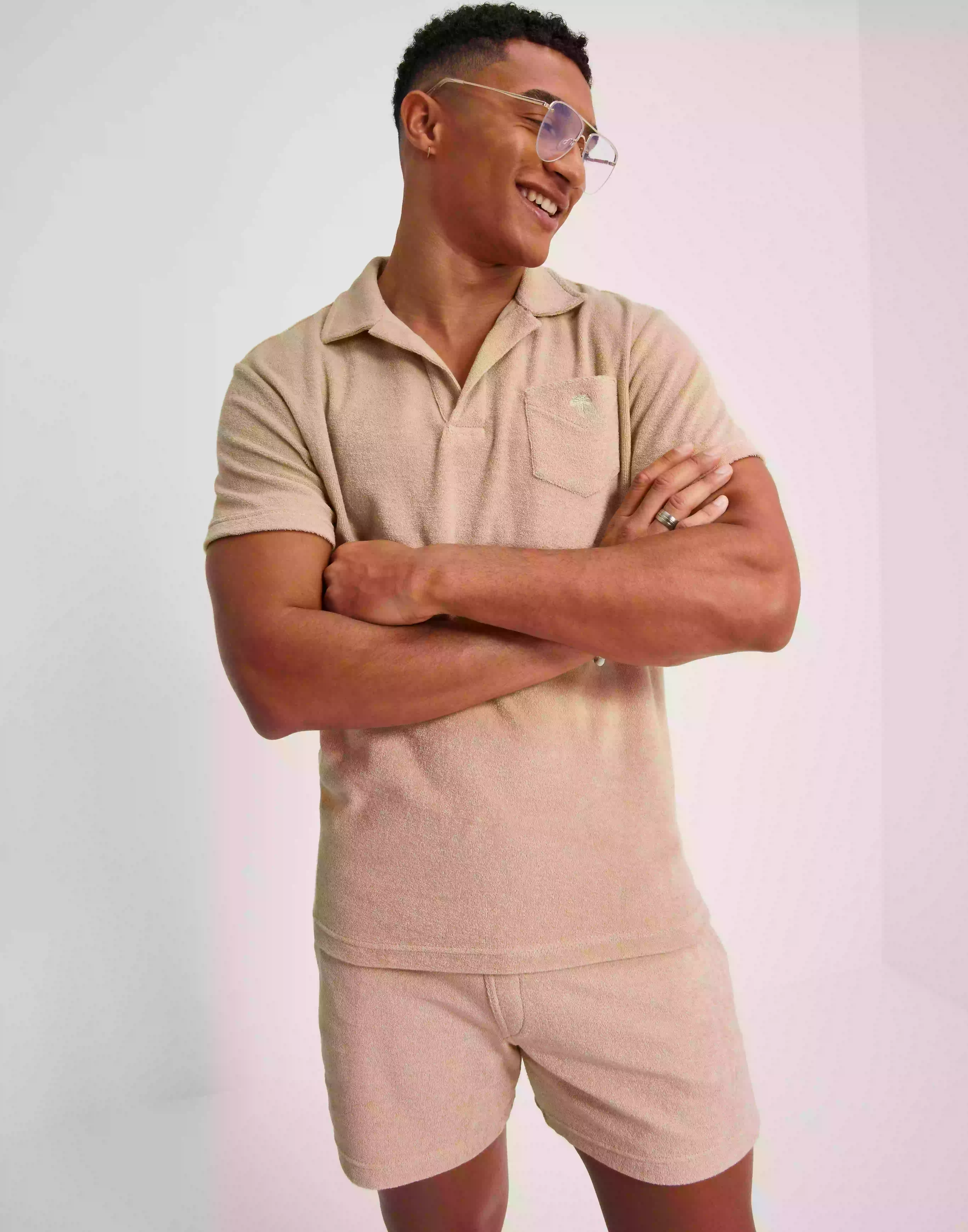 OAS Terry Shirt Kortermet poloskjorte Beige