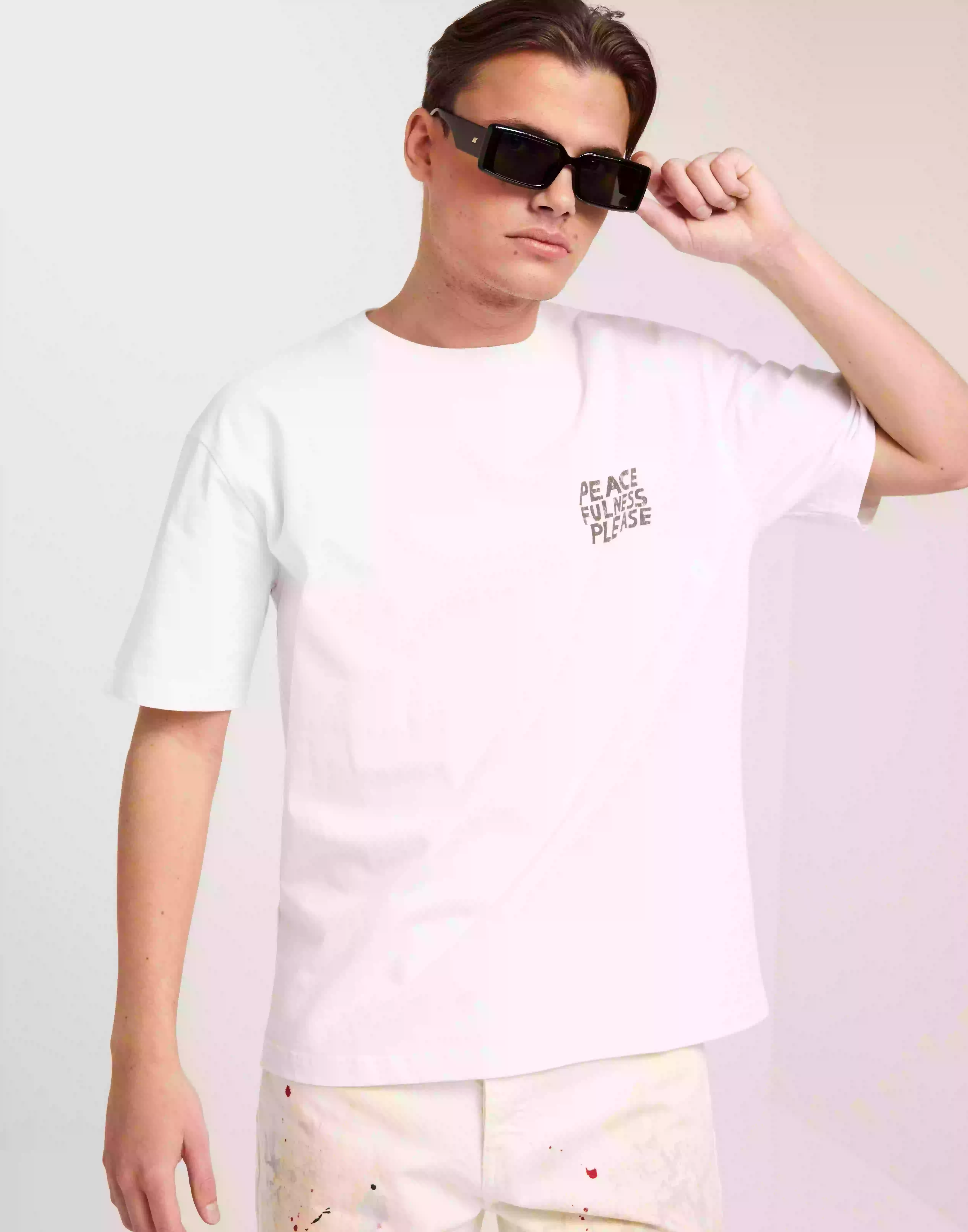 Samsøe Samsøe Nathaniel T-Shirt 11725 T-skjorte med trykk Peace Flower