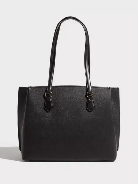 Calvin Klein Saffiano Leather Small Tote Bag in Black