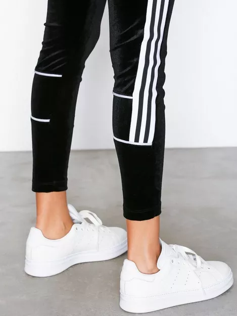 adidas Originals Three Stripe Leggings In Black Velvet