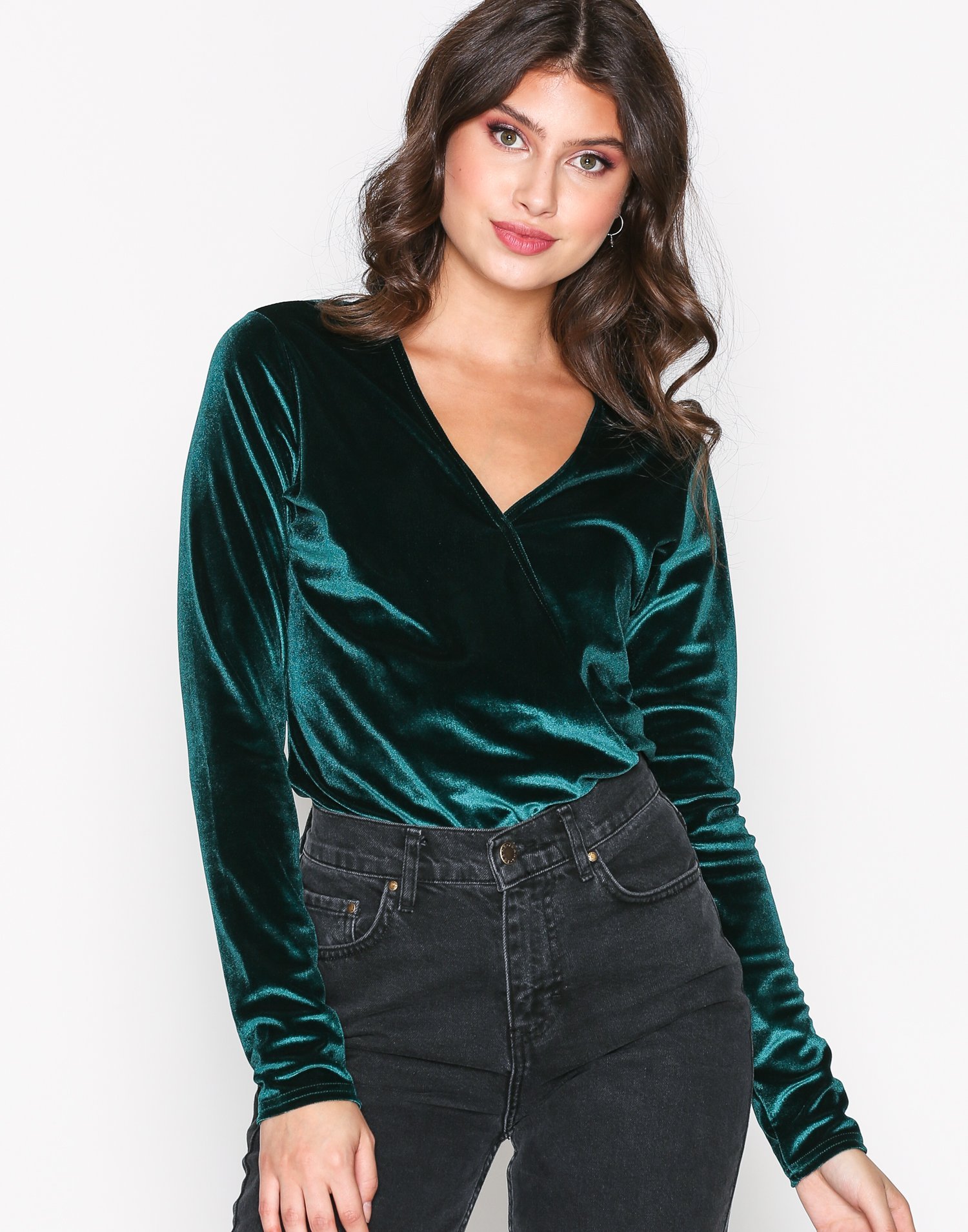 Wrapped Velvet Top - Nly Trend - Green - Tops - Clothing - Women - Nelly.com