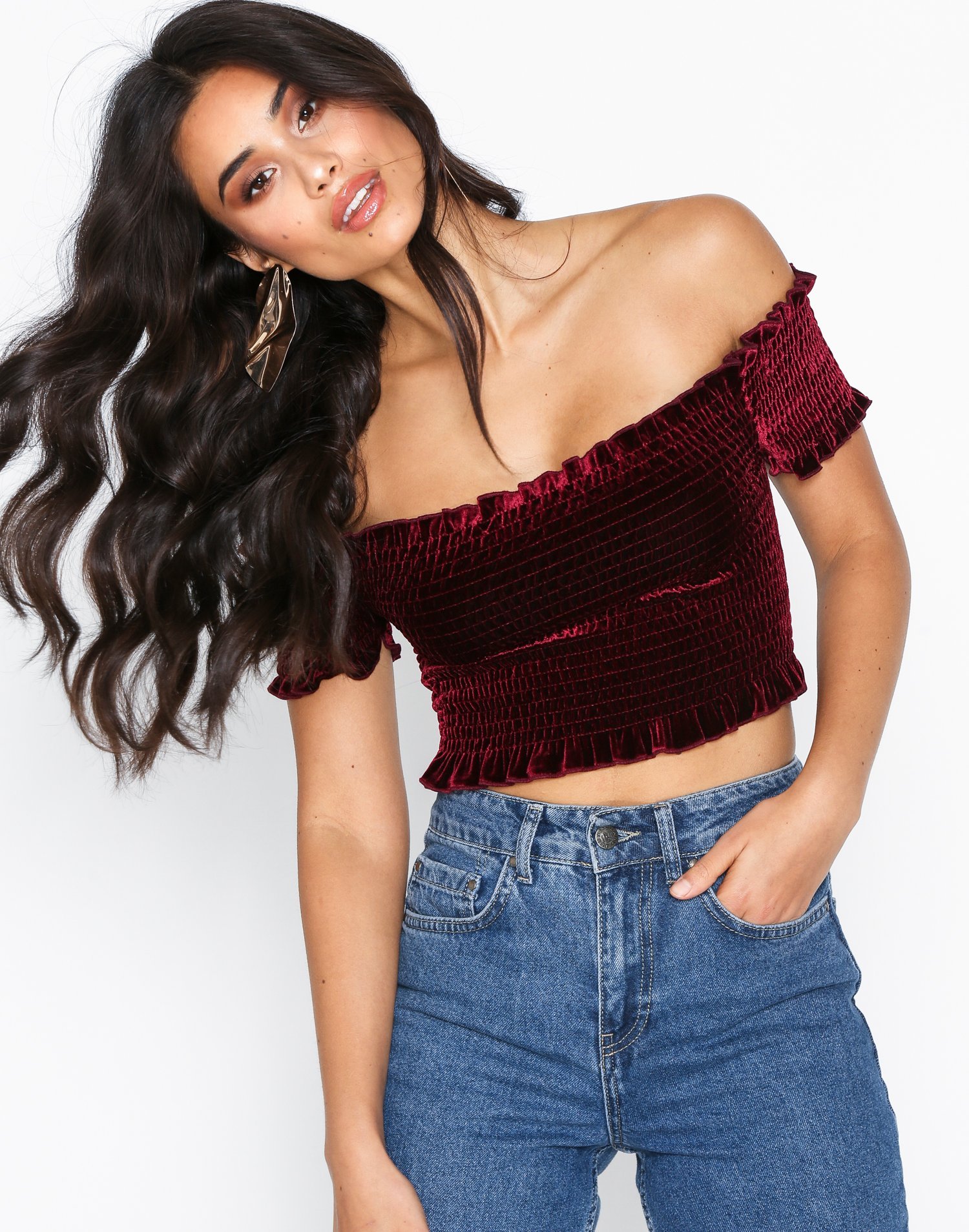 NLY Trend Velvet Smock Top Linnen