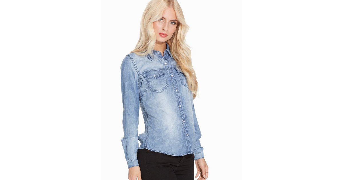 Buy Vila VIBISTA DENIM SHIRT/SU-NOOS - Blue | Nelly.com