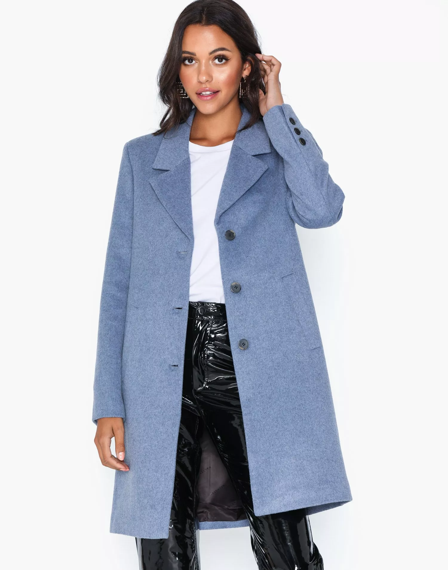 Køb Selected Femme SLFSASJA WOOL COAT - Lyseblå | Nelly.com