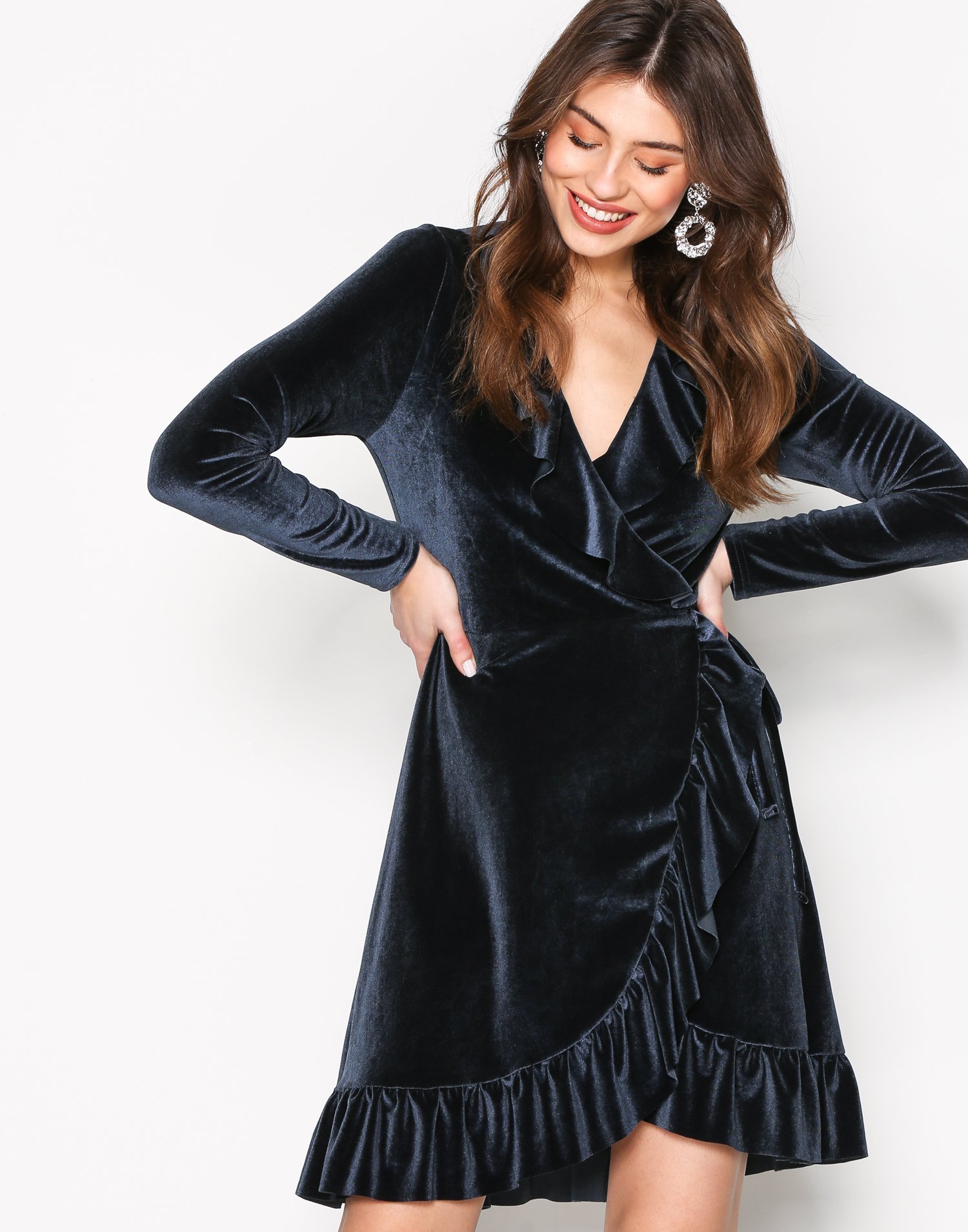 onlBELLA VELOUR L/S FRILL DRESS JRS