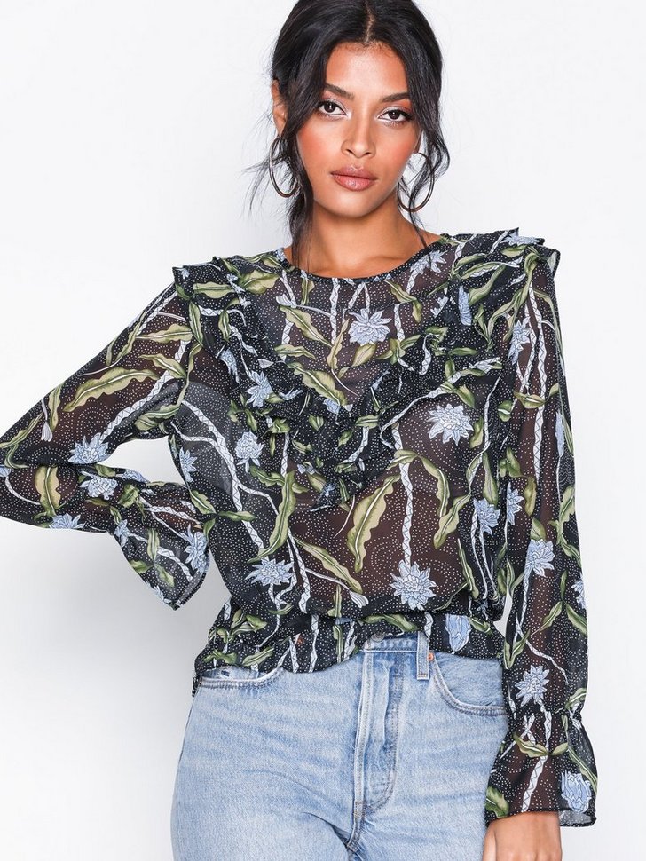 Festbluse OBJAKANE L S RUFFLE TOP A HS festtop