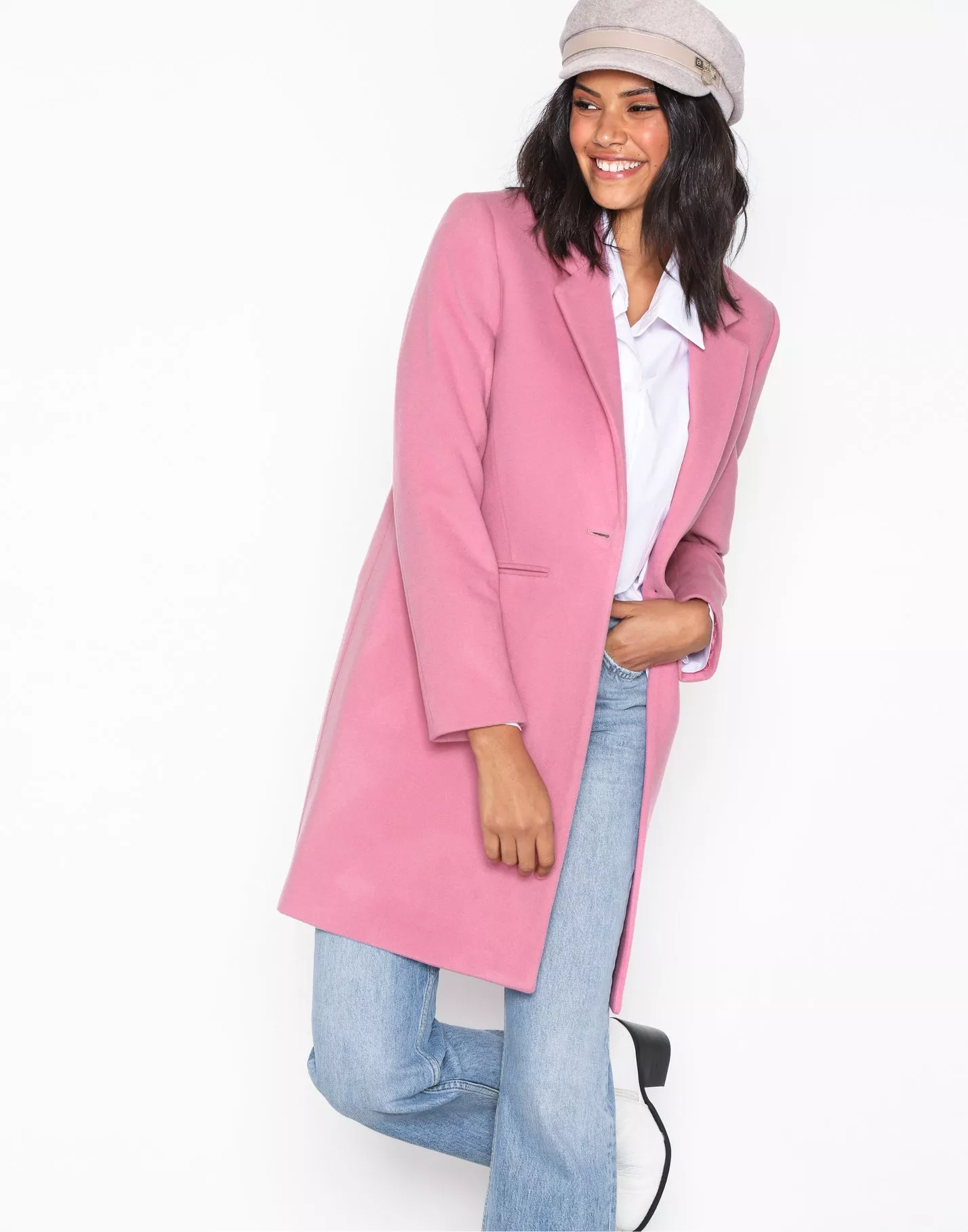 Pink tailored coat sale