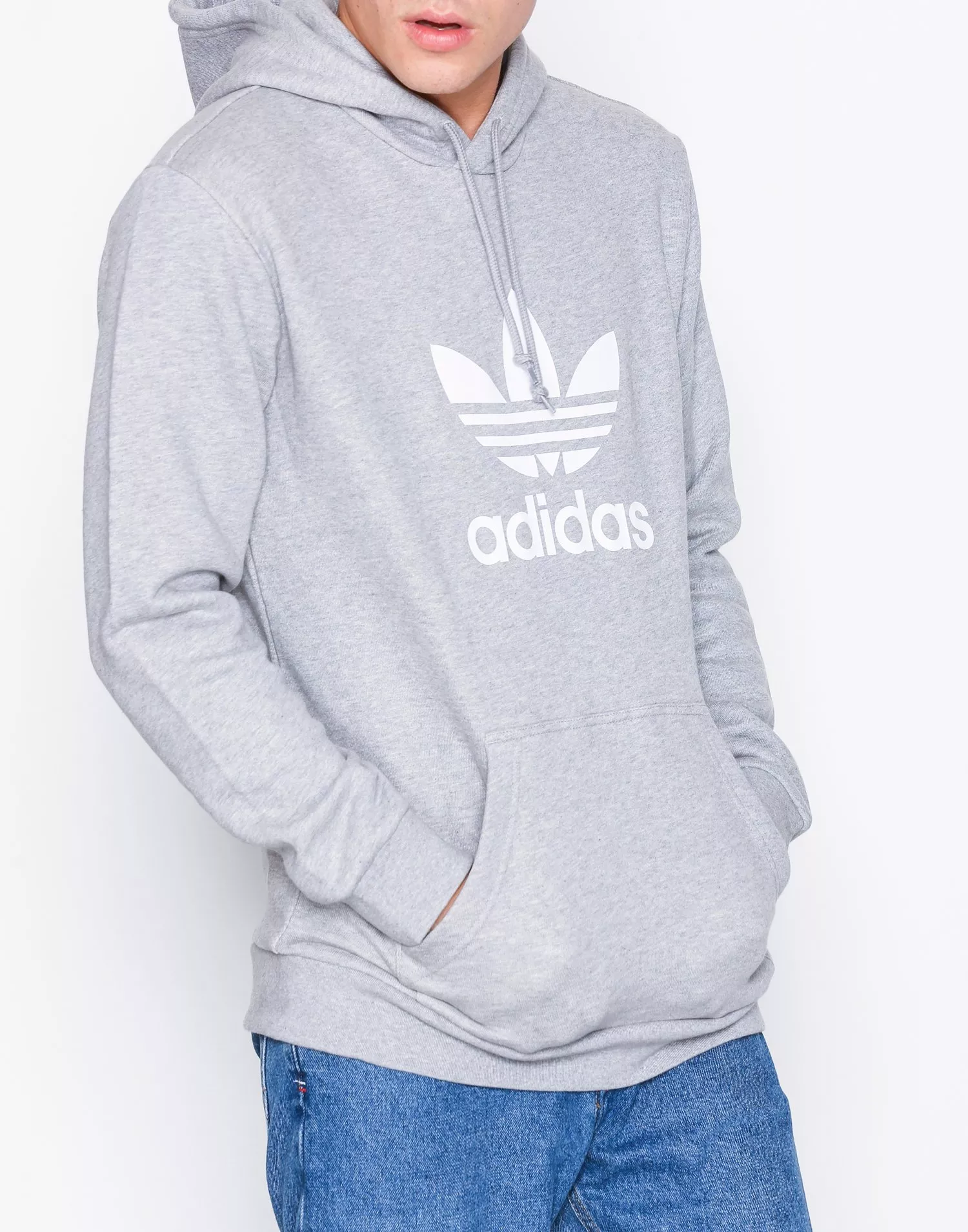 Adidas originals trefoil hot sale hoodie grey