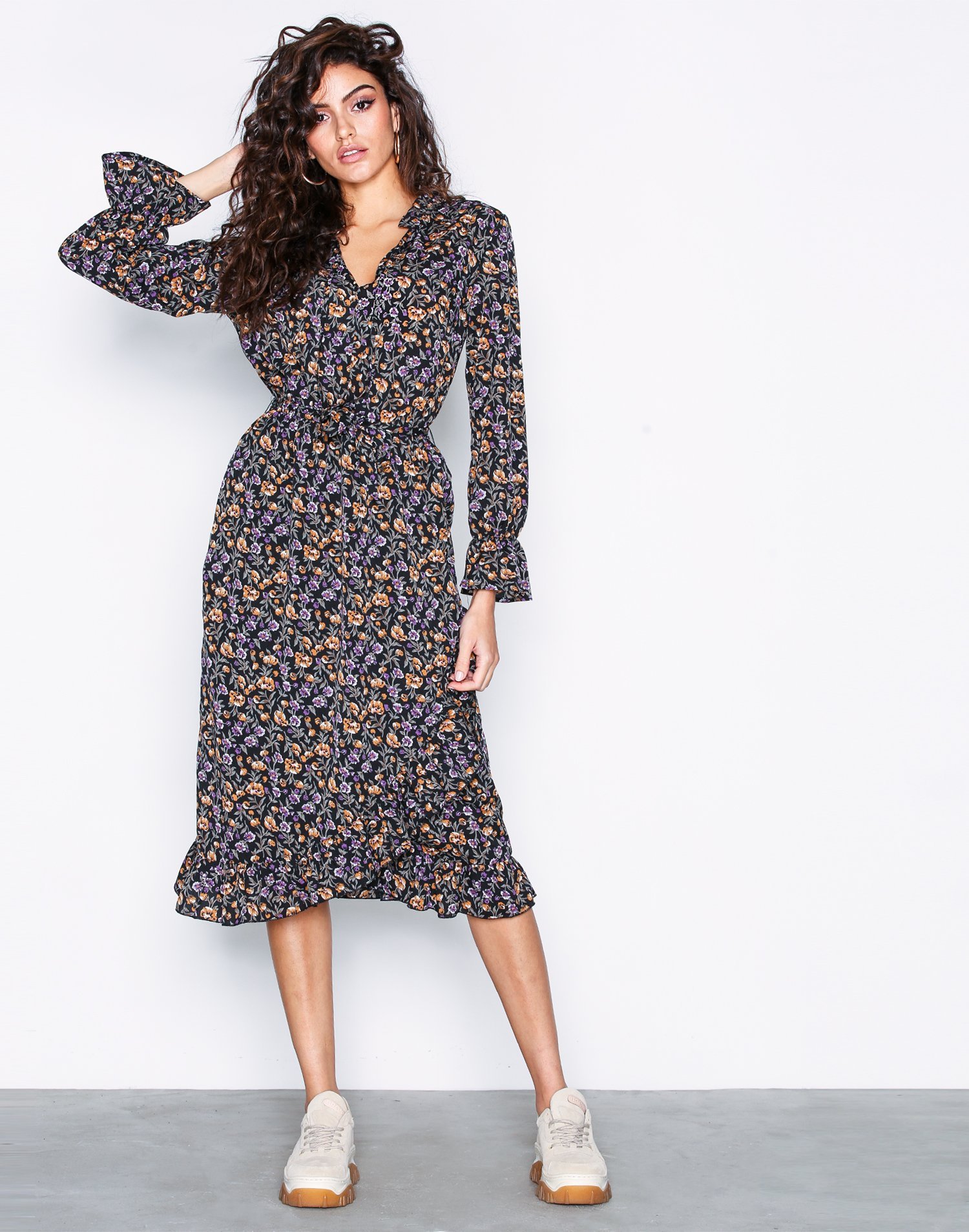onlKAM L/S V-NECK DRESS WVN