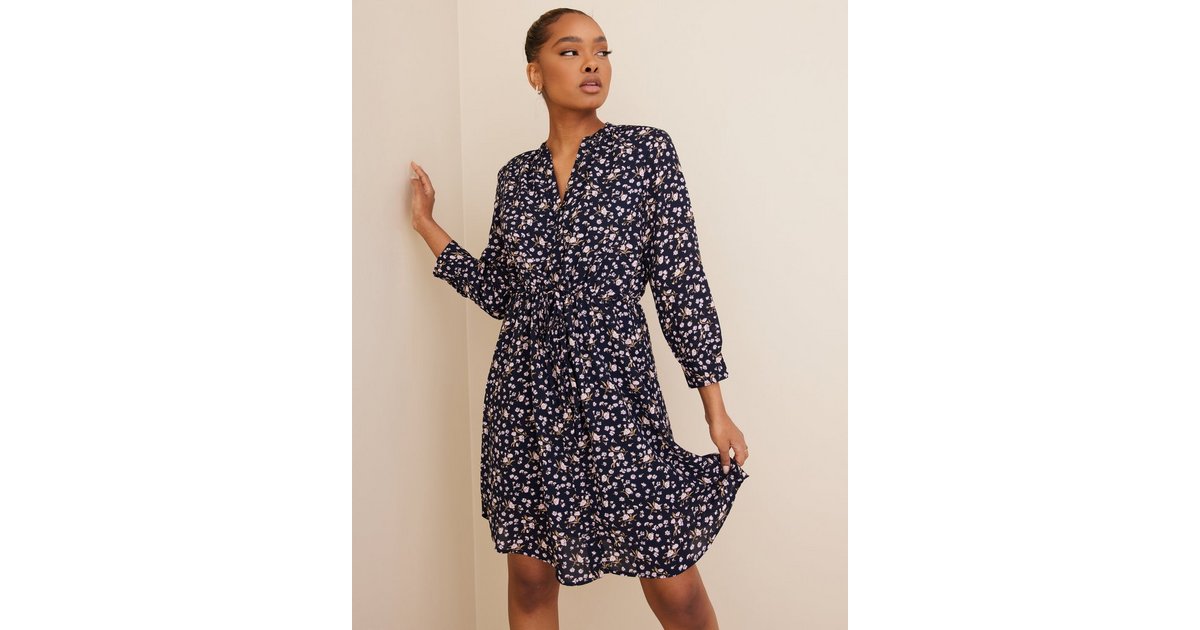 Køb Selected Femme SLFDAMINA 7/8 DRESS NOOS - Dark Sapphire Aop | Nelly.com