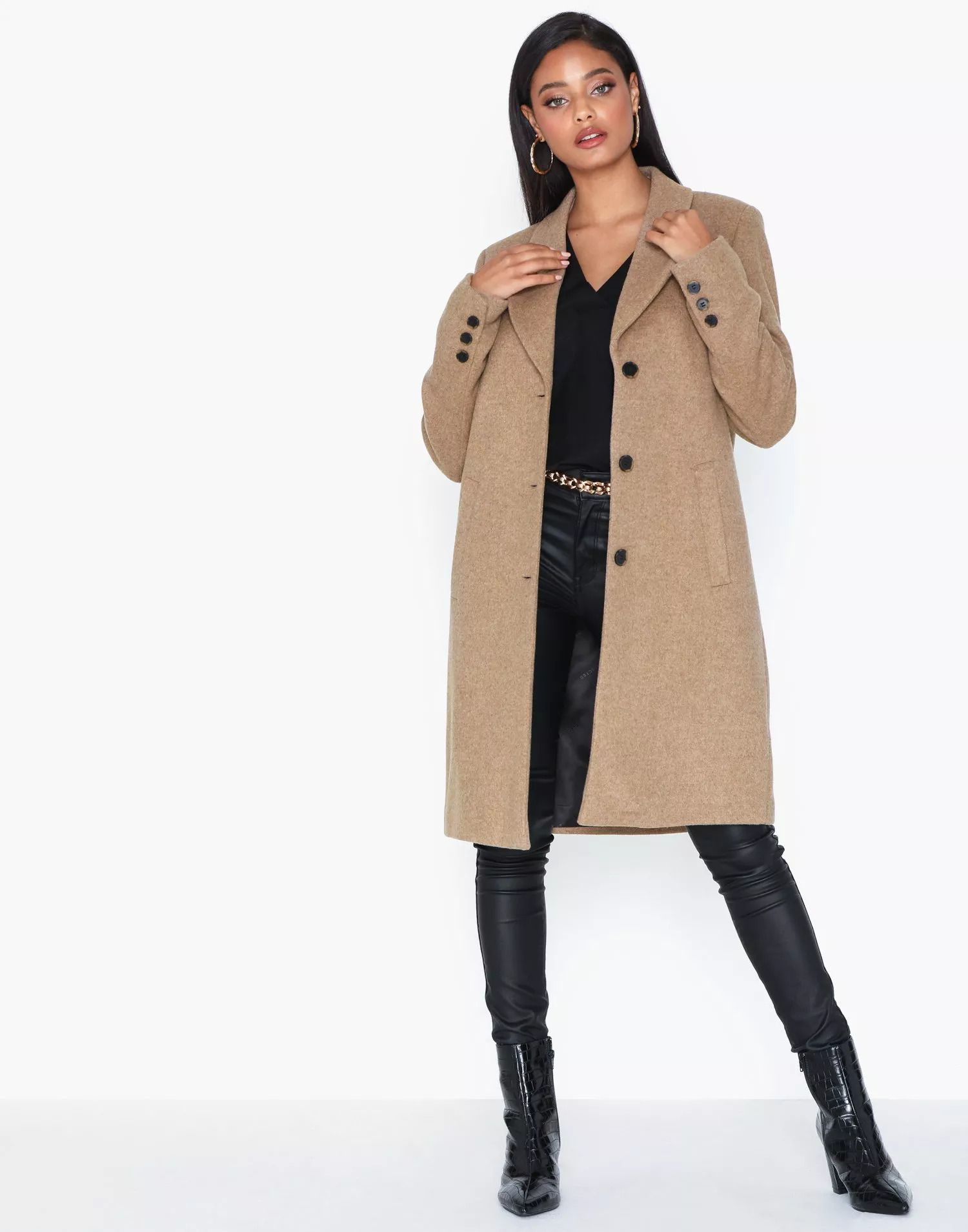 Køb Selected Femme SLFSASJA WOOL COAT B NOOS - Beige Nelly.com