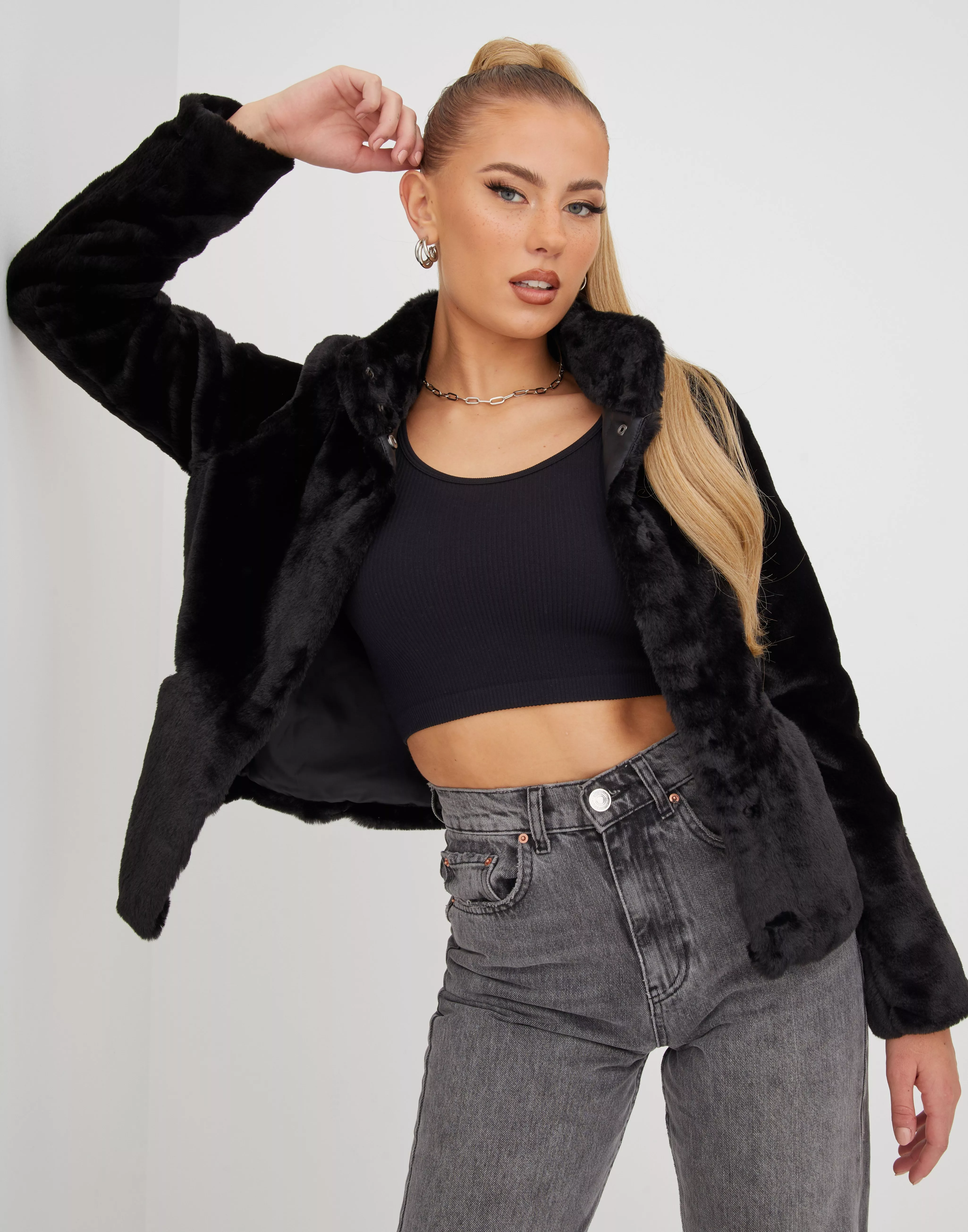 Onlvida faux fur jacket otw clearance noos