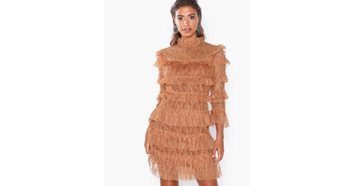 Buy By Malina Carmine frill mini lace dress - Honey | Nelly.com
