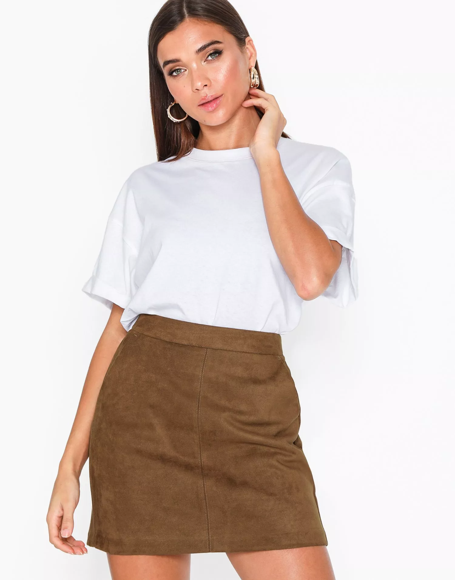 Vero Moda VMDONNADINA FAUX SUEDE SHORT SKIRT - Light Brown | Nelly.com