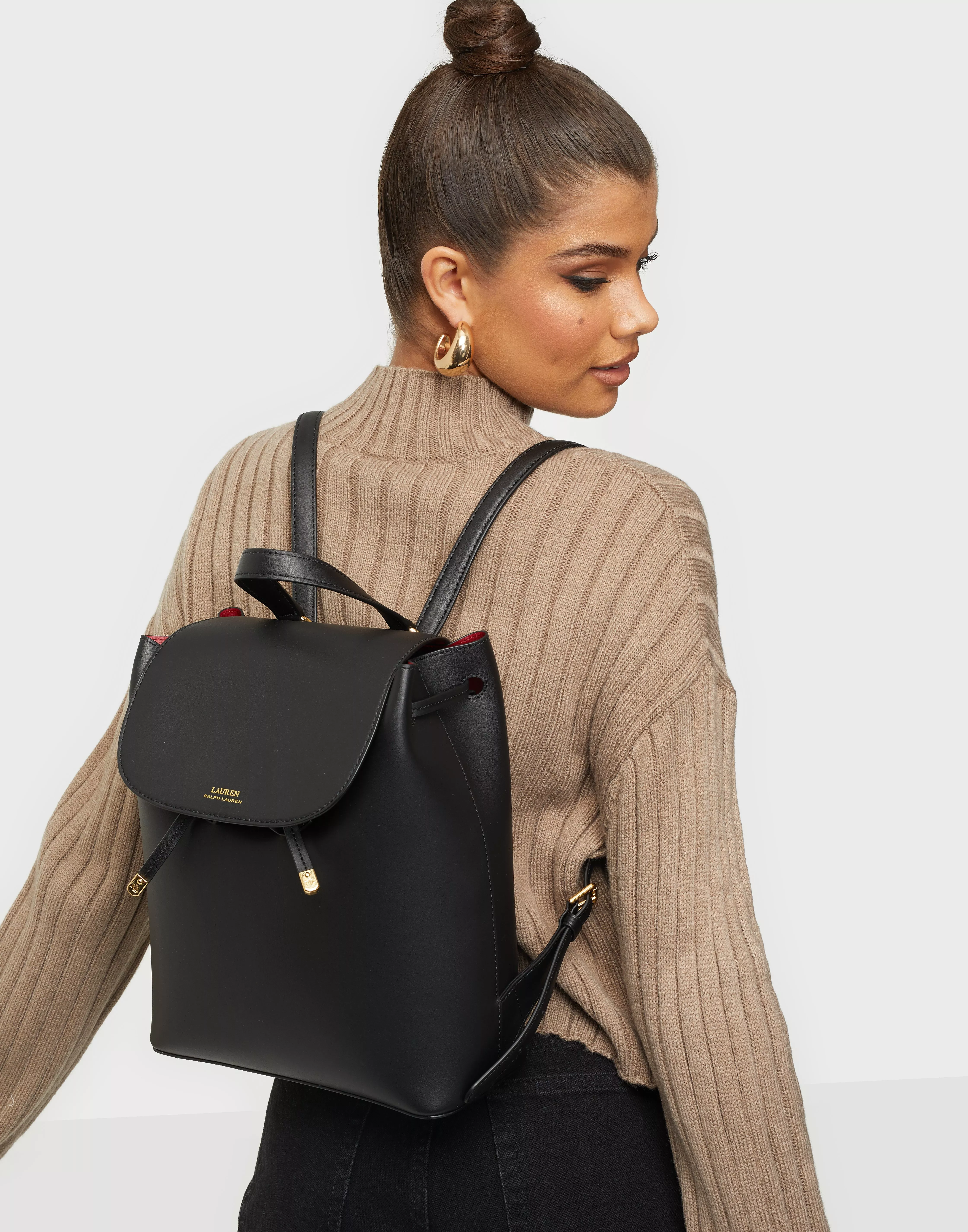 Lauren ralph lauren dryden flap leather backpack online