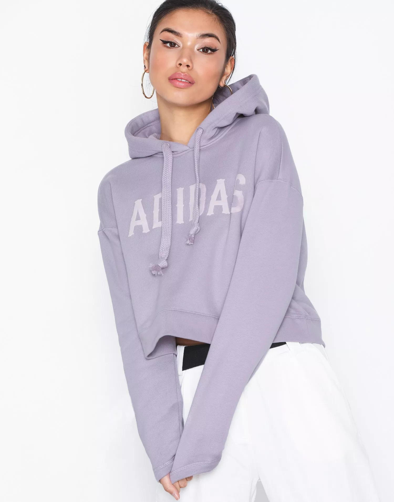 Adidas purple shop cropped hoodie