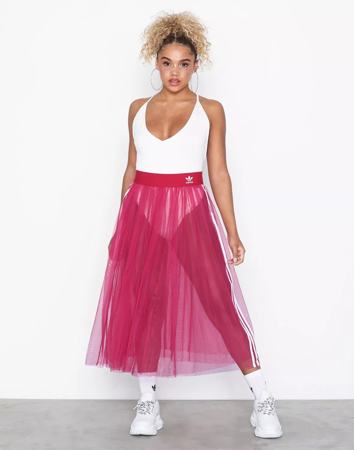 Adidas tulle midi clearance skirt