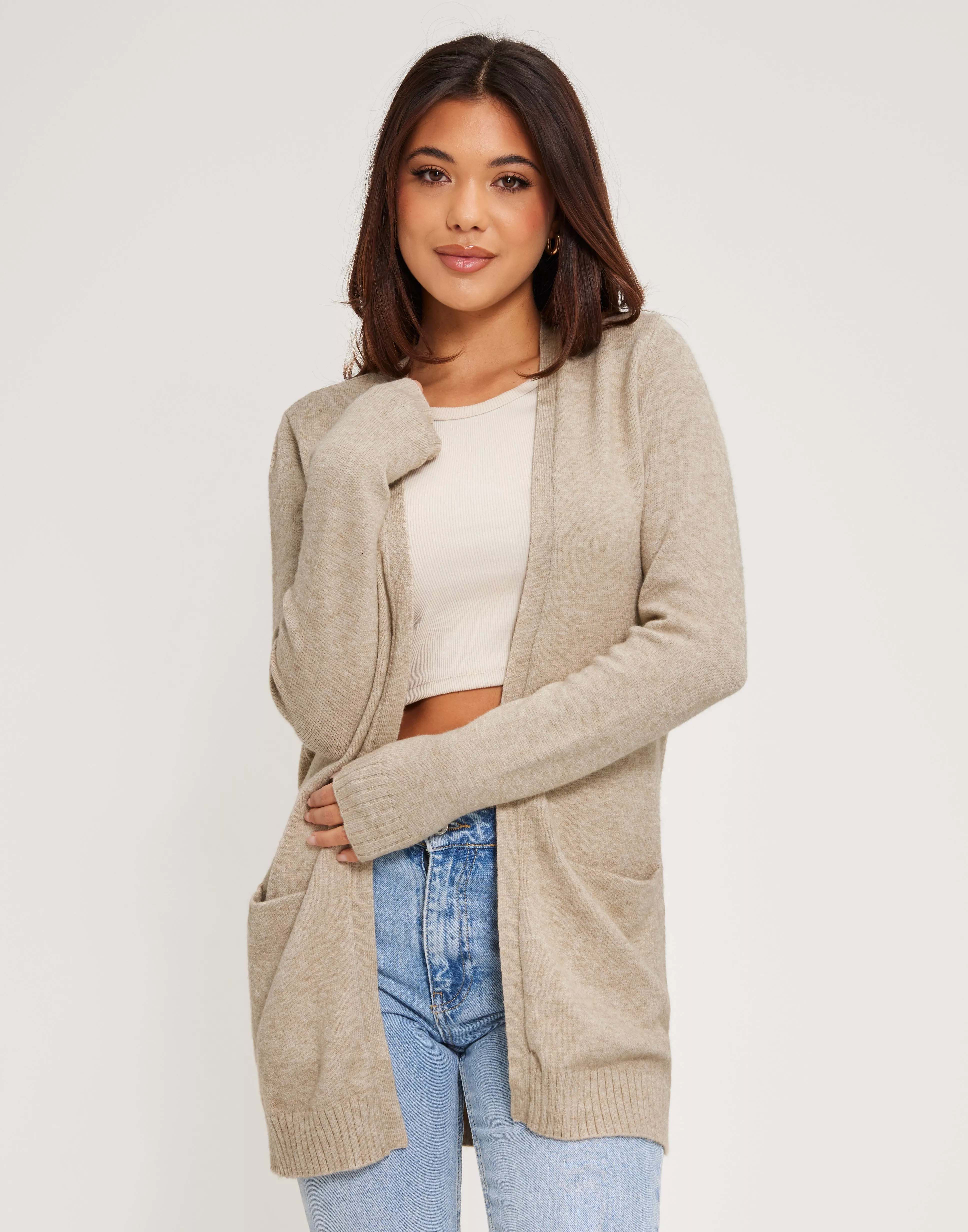 BASIC KNITTED CARDIGAN from VILA, Grey