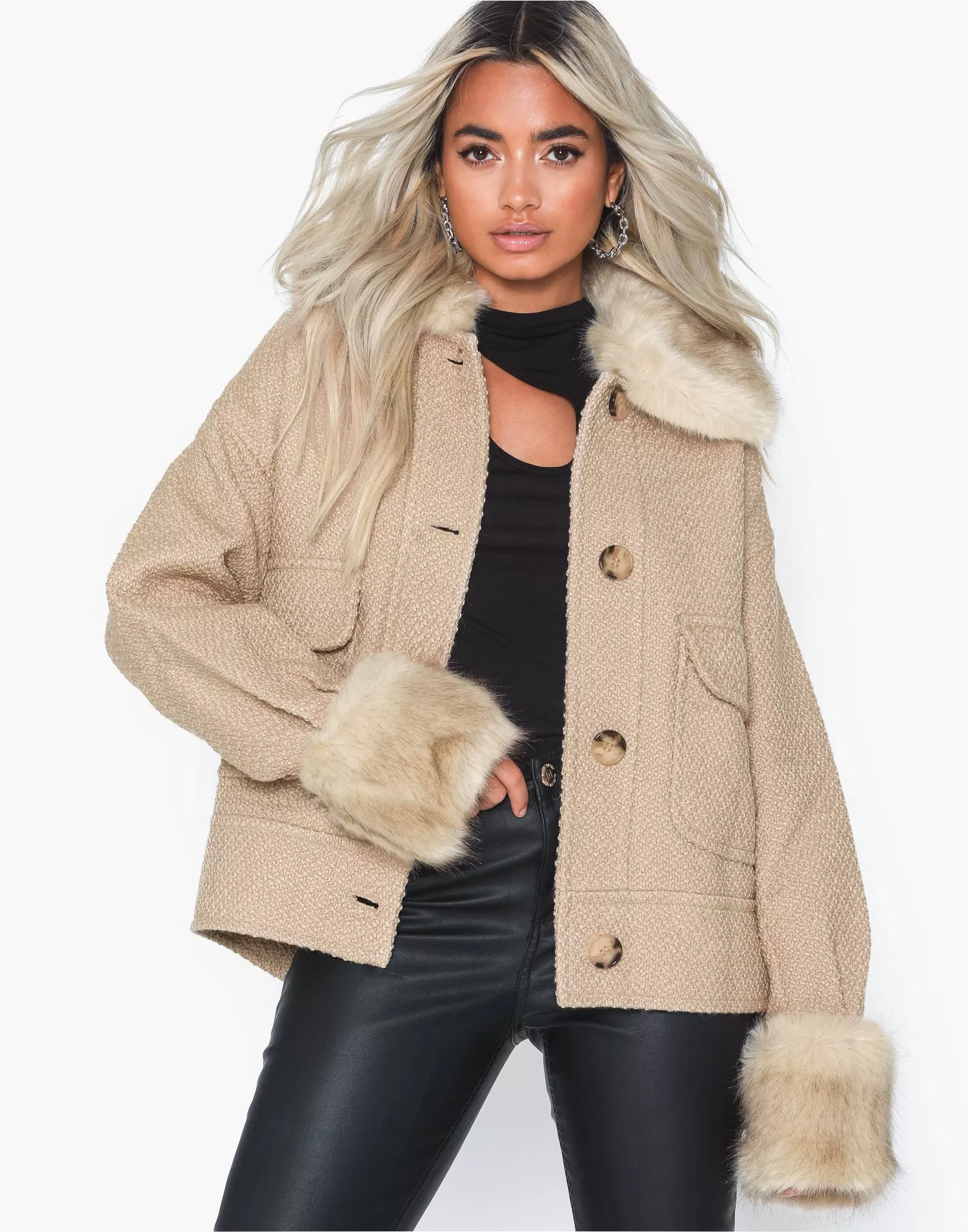 Buy Neo Noir Palm Fur Jacket - Camel | Nelly.com