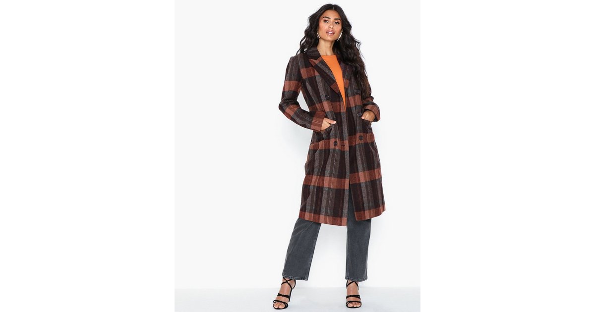 Buy Pieces PCESMINA LONG COAT BF - Dark Red | Nelly.com