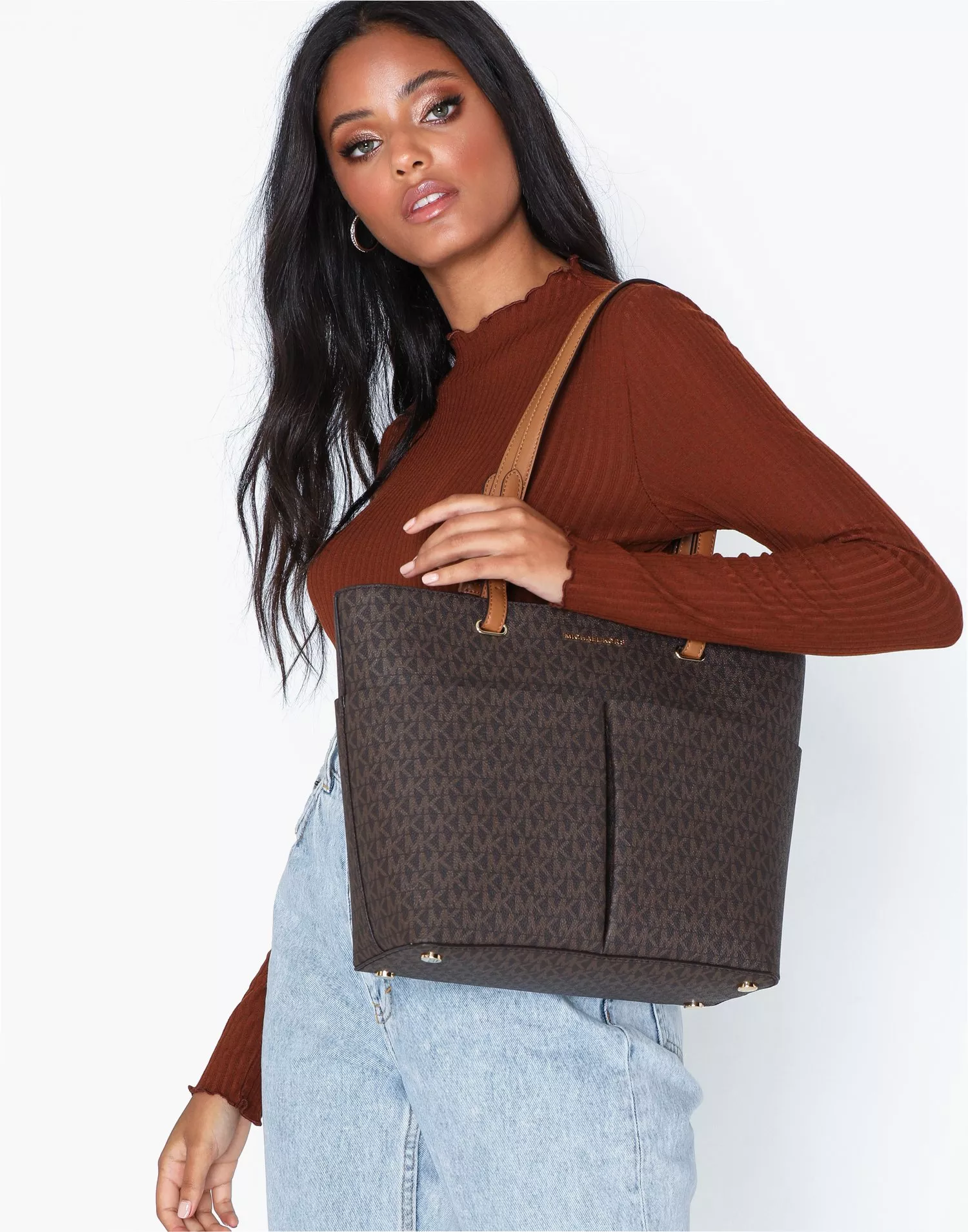 Buy Michael Kors BEDFORD MD TZ POCKET TOTE - Brown | Nelly.com