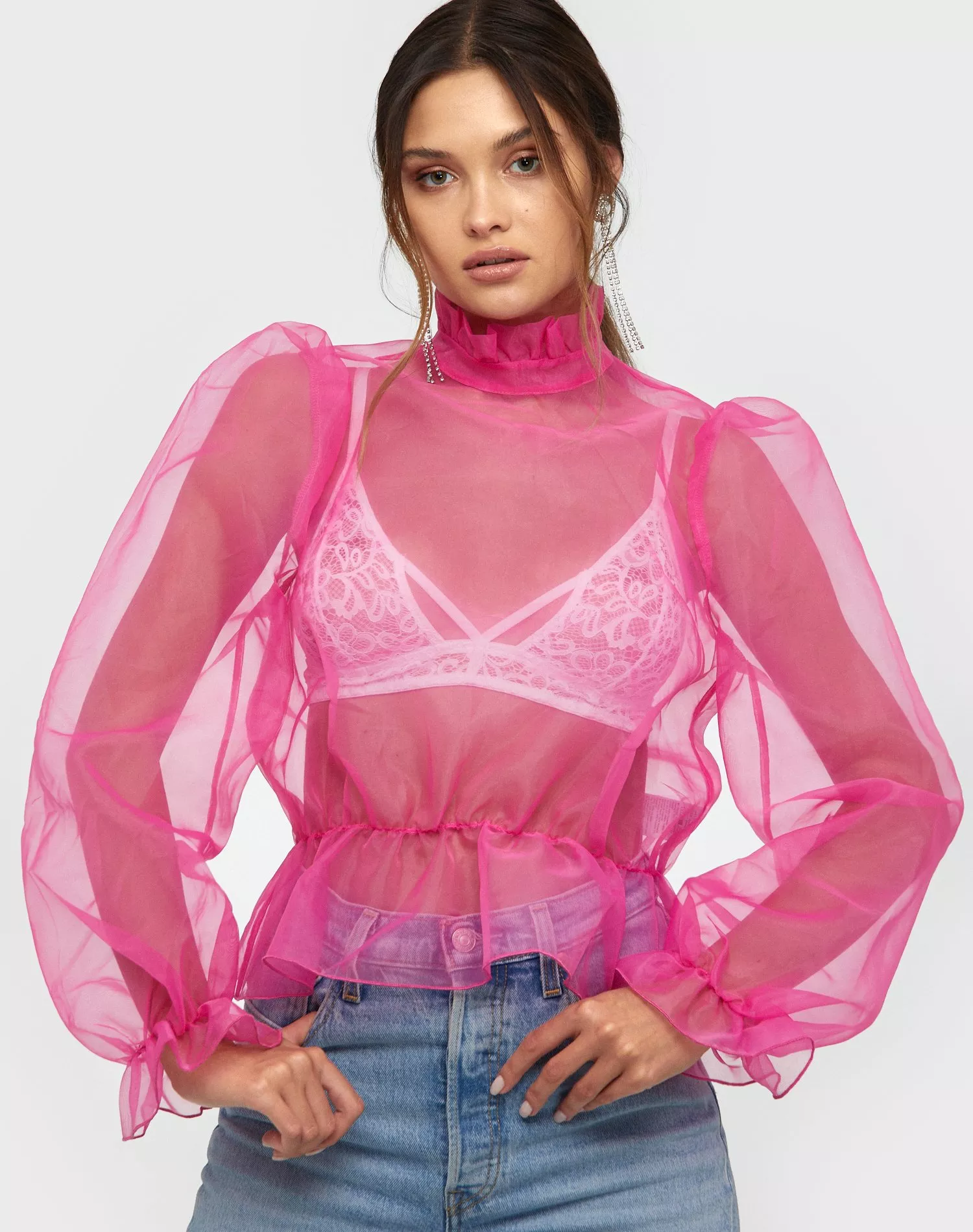 Pink cheap organza blouse